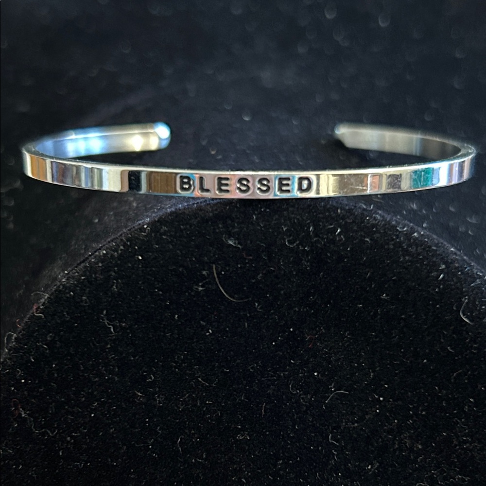 Silver 'Blessed' Cuff Bracelet